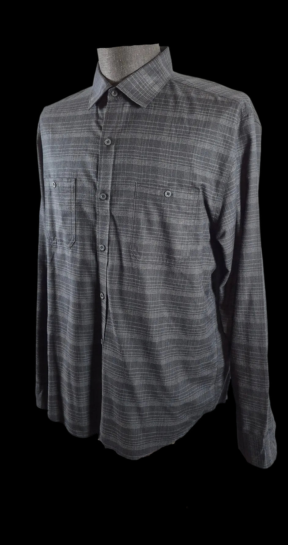 Mack Weldon Men’s XL Gray Plaid Performance Shirt Coolmax Thermolite Merino Wool