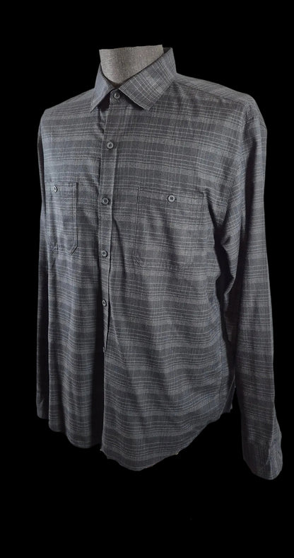 Mack Weldon Men’s XL Gray Plaid Performance Shirt Coolmax Thermolite Merino Wool
