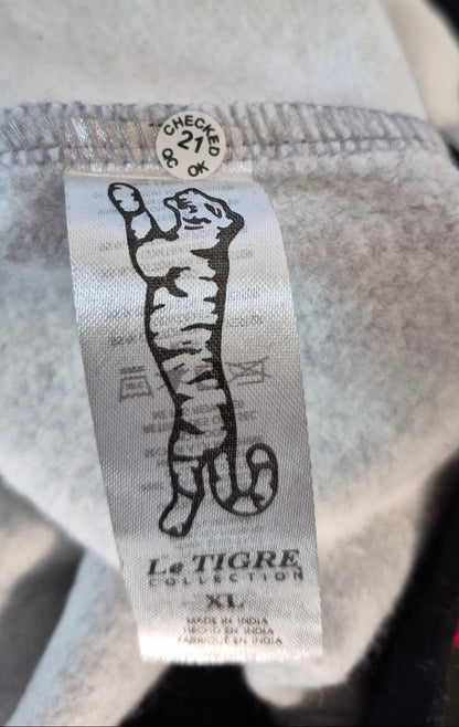 Le Tigre Tiger Patch Colorblock Sweatshirt — Gray, Red & Black | XL