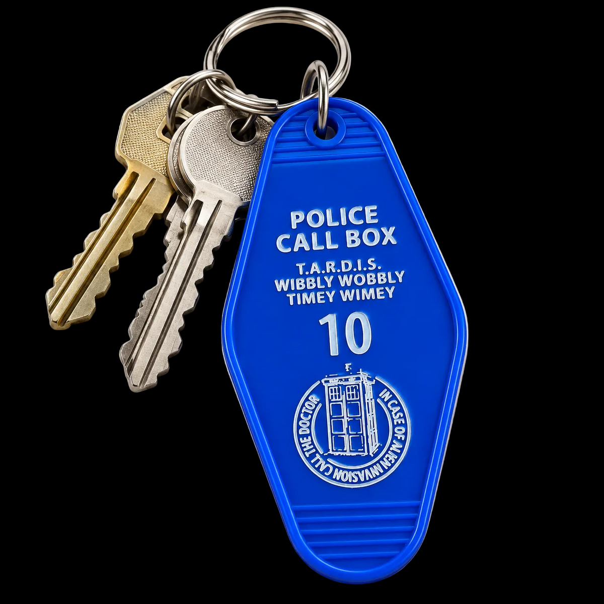Doctor Who TARDIS Retro Motel Keychain | Timey Wimey Police Box