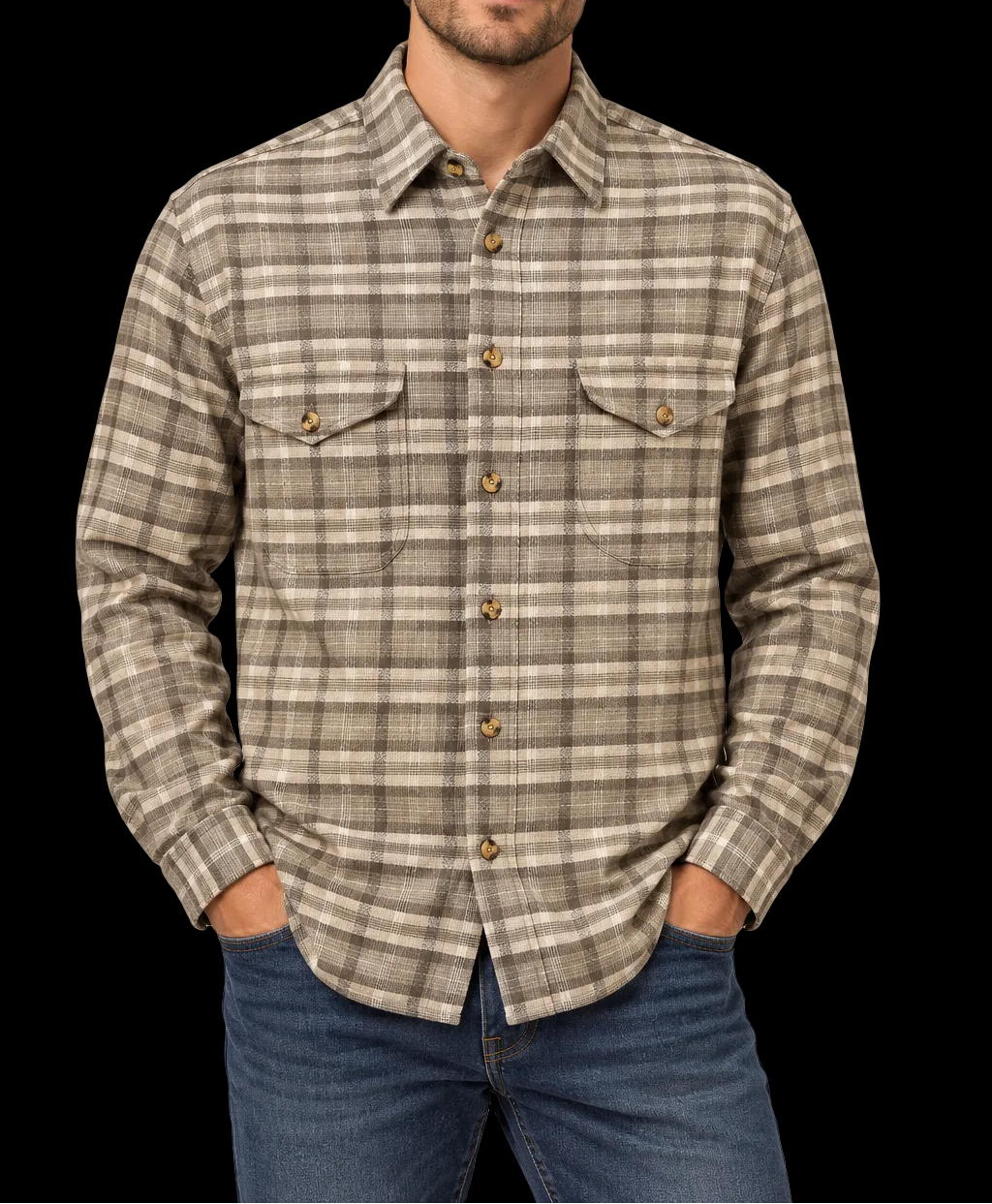 Whatzup Linen-Cotton Plaid Workwear Overshirt – Earth Tone | XL