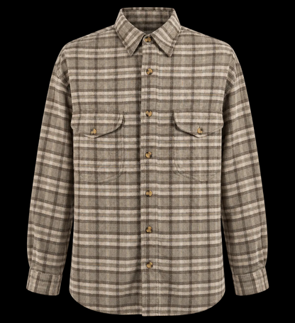 Whatzup Linen-Cotton Plaid Workwear Overshirt – Earth Tone | XL