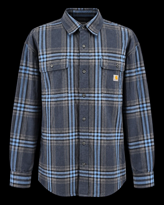 Carhartt Heavyweight Blue Plaid Workwear Shacket – Loose Fit 2XL