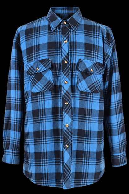 Vintage Saugatuck Dry Goods Quilted Flannel Shirt Jacket XL Blue Black Plaid 90s