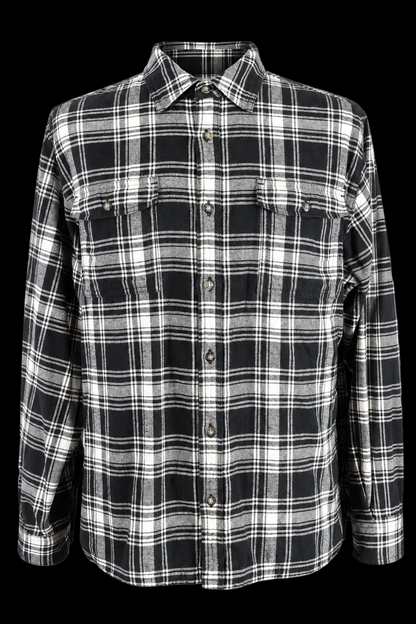 Workwear Flannel Shirt Men’s XL Black White Plaid 100% Cotton