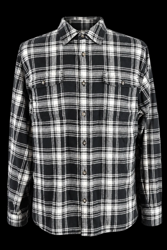 Workwear Flannel Shirt Men’s XL Black White Plaid 100% Cotton