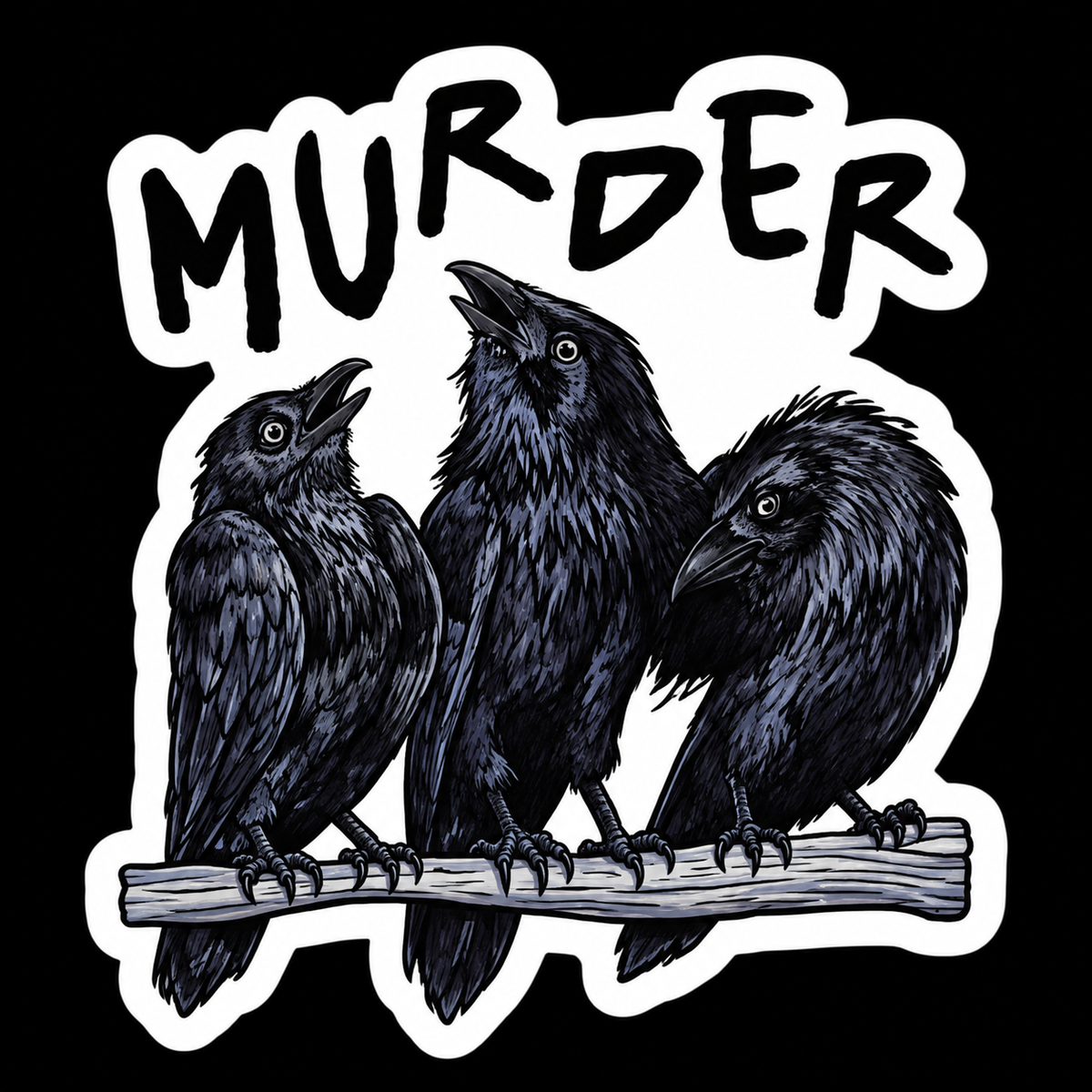 Murder of Crows 3x3 Vinyl Sticker – Raven Crow Gothic Sticker