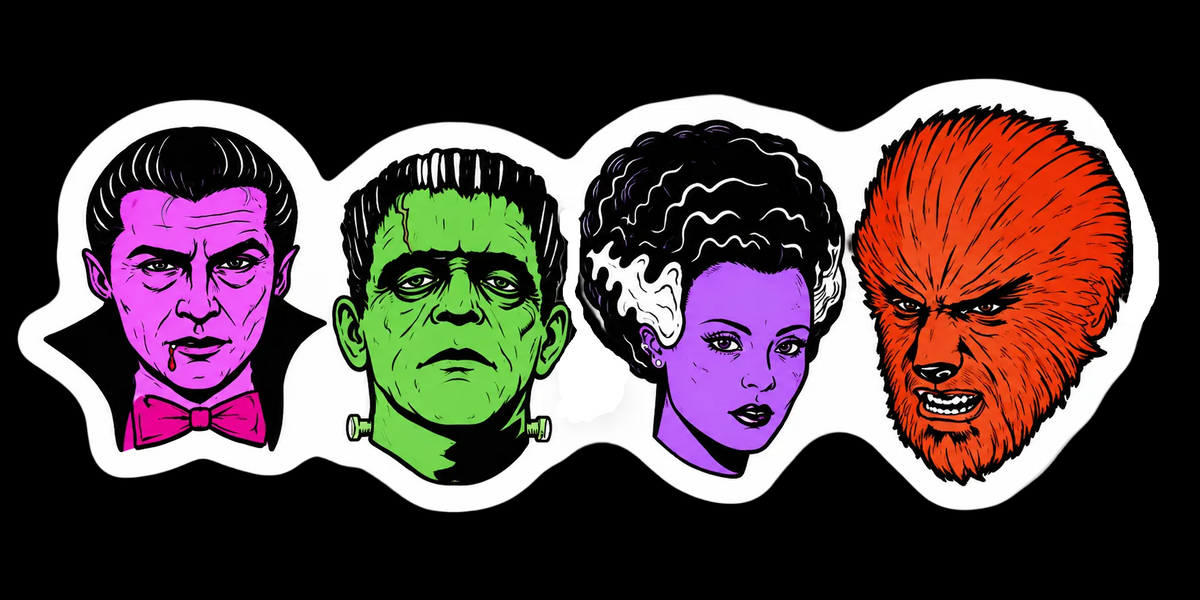 Classic Monsters 4x2 Vinyl Sticker – Retro Horror Character Sticker
