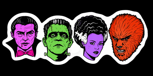 Classic Monsters 4x2 Vinyl Sticker – Retro Horror Character Sticker
