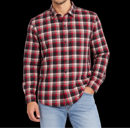 Victorinox Swiss Army XXL Tailored Fit Plaid Shirt Cotton Cashmere Red Black