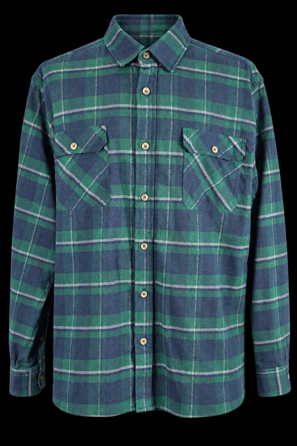 Jachs Heritage Flannel Shirt XXL Green Navy Plaid 100% Cotton