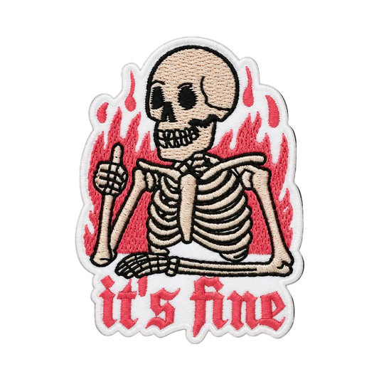 It’s Fine Skeleton Flame Embroidered Iron-On Patch