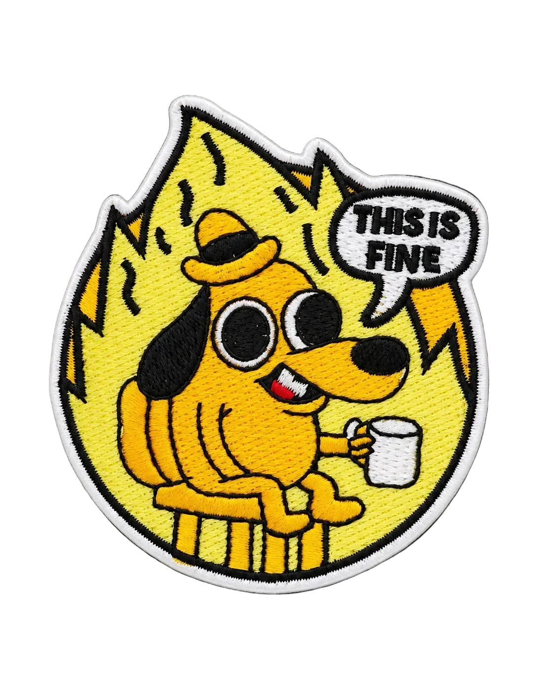 This Is Fine Dog Embroidered Iron-On Patch