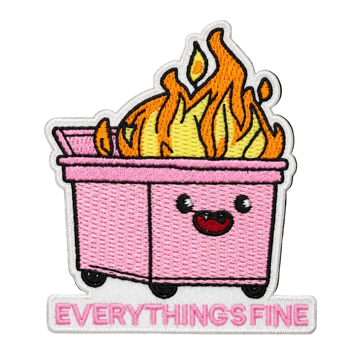 Pink Dumpster Fire “Everything’s Fine” Embroidered Patch