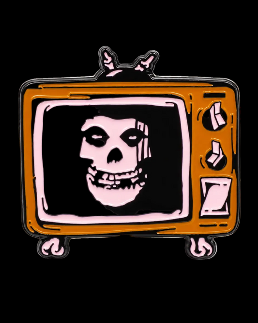 Misfits Inspired Crimson Ghost Retro TV Skull 1.5" Horror Enamel Pin