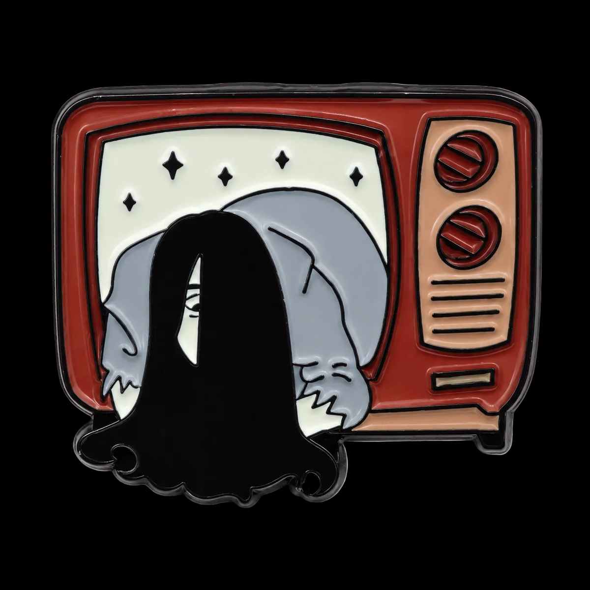 The Ring Samara Tribute Retro TV 1.5" Horror Enamel Pin