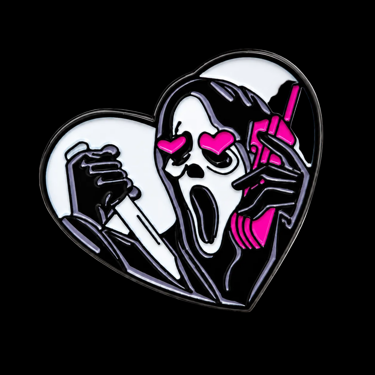 Pink Heart Ghostface Slasher Horror Enamel Pin