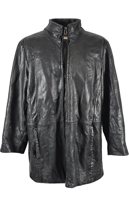 Vintage LNR for Nordstrom Black Leather Thinsulate Long Jacket XL 2XL
