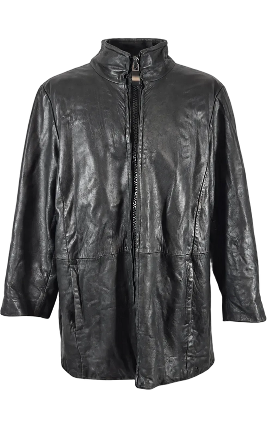 Vintage LNR for Nordstrom Black Leather Thinsulate Long Jacket XL 2XL