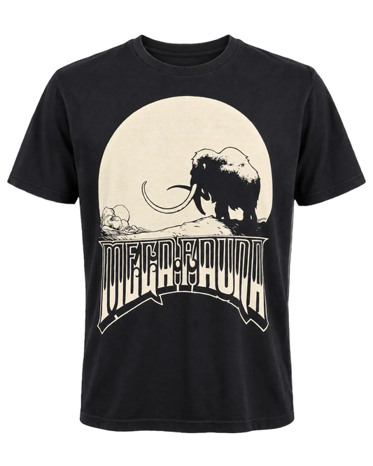 Aaron Horkey Mega Fauna Art T-Shirt Black Mammoth Graphic Size 4