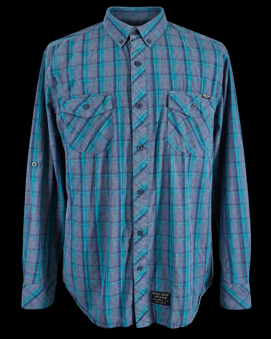 Marc Ecko Cut & Sew Plaid Button-Up Shirt – Men’s XL Y2K Streetwear