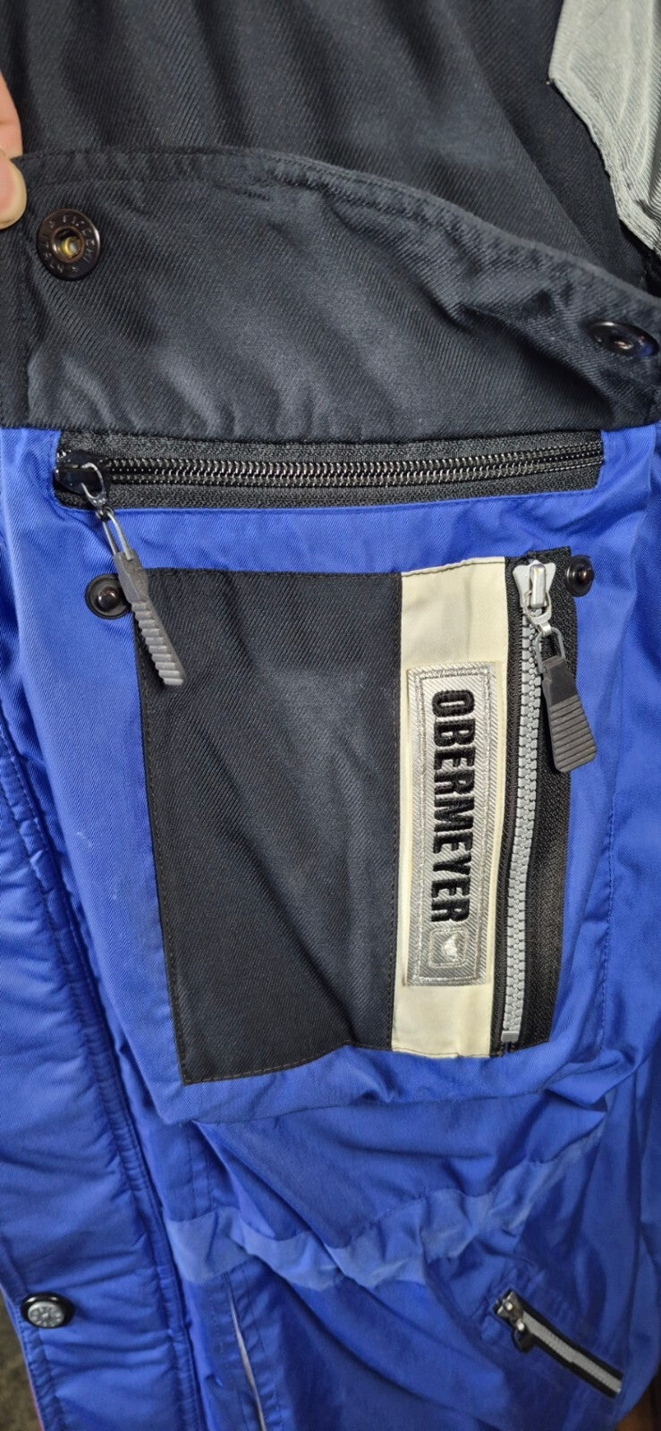 Obermeyer Pacesetter Hooded Ski Parka — Royal Blue & Black | Large