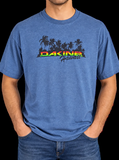 Dakine Hawaii Men’s XL Blue Graphic T-Shirt Palm Trees Surf Skate