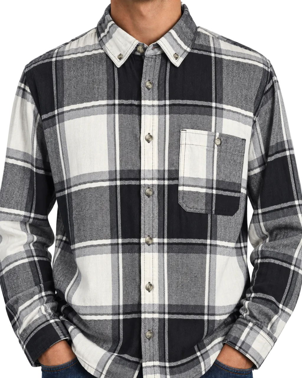 Canada Weathergear Plaid Flannel Shirt Men’s XL Black White Gray Heritage