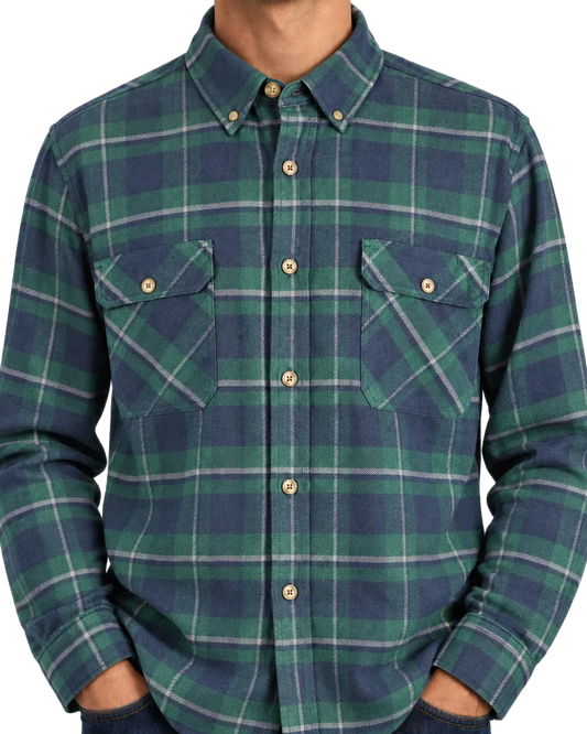 Jachs Heritage Flannel Shirt XXL Green Navy Plaid 100% Cotton
