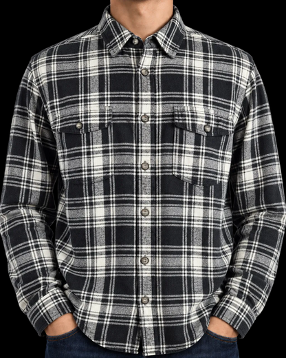 Workwear Flannel Shirt Men’s XL Black White Plaid 100% Cotton