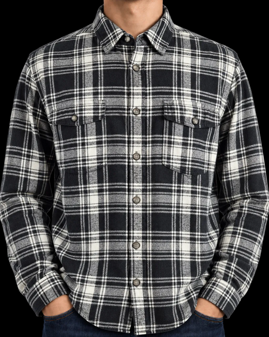Workwear Flannel Shirt Men’s XL Black White Plaid 100% Cotton