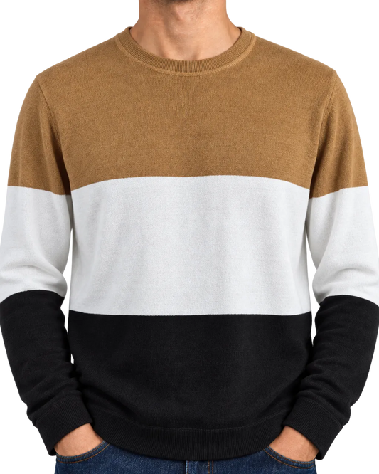 BOSS by Hugo Boss Colorblock Sweater — Camel, Cream & Black | Large
