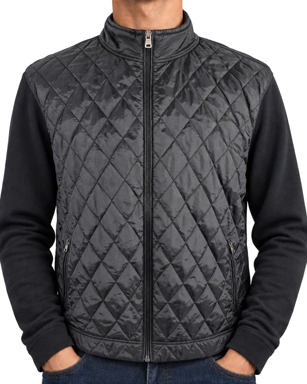 BOSS by Hugo Boss Quilted Hybrid Jacket — Black | XXL