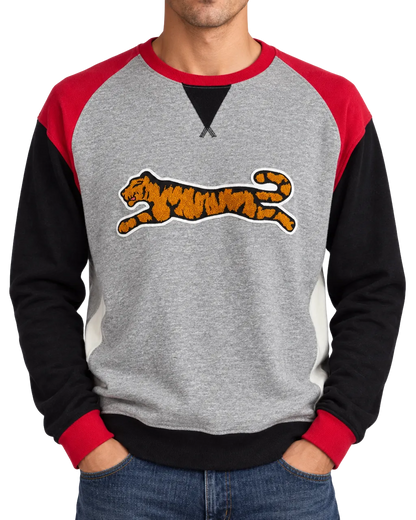 Le Tigre Tiger Patch Colorblock Sweatshirt — Gray, Red & Black | XL