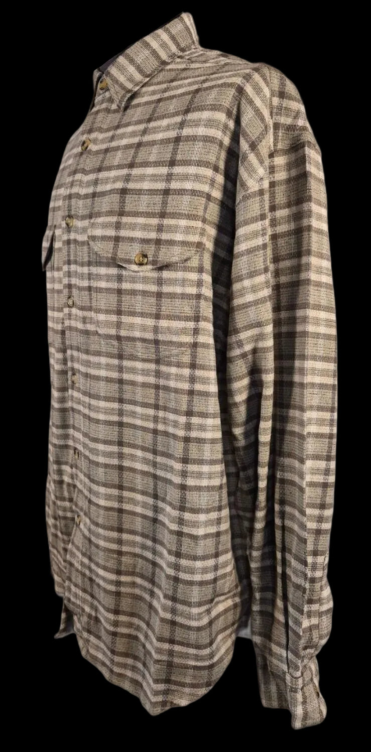 Whatzup Linen-Cotton Plaid Workwear Overshirt – Earth Tone | XL