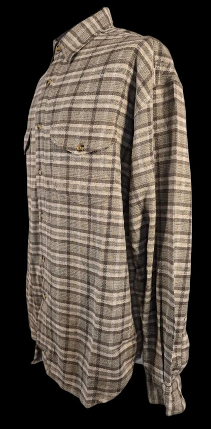Whatzup Linen-Cotton Plaid Workwear Overshirt – Earth Tone | XL
