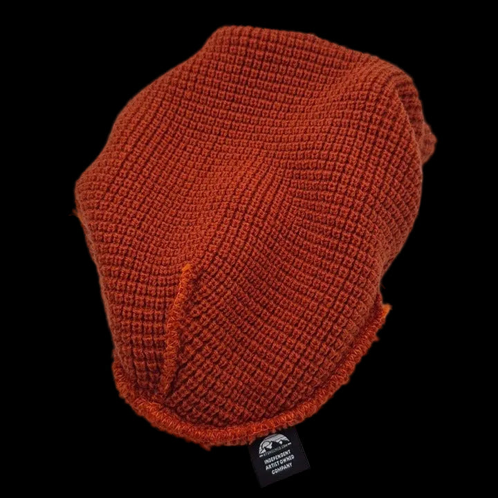 Atomic Bear Mountain Patch Beanie — Rust Red