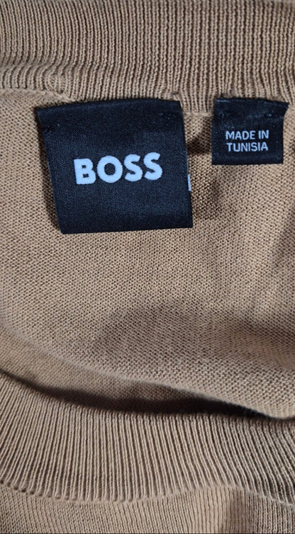 BOSS by Hugo Boss Colorblock Sweater — Camel, Cream & Black | Large