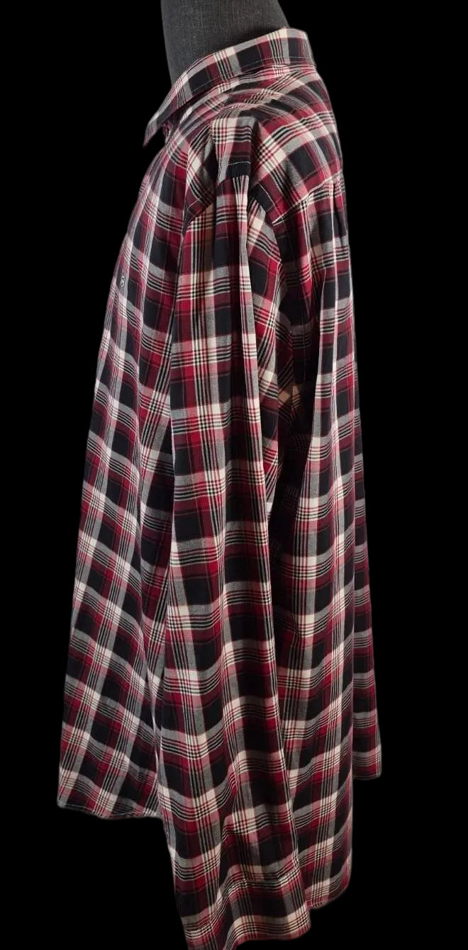 Victorinox Swiss Army XXL Tailored Fit Plaid Shirt Cotton Cashmere Red Black