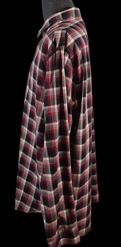 Victorinox Swiss Army XXL Tailored Fit Plaid Shirt Cotton Cashmere Red Black