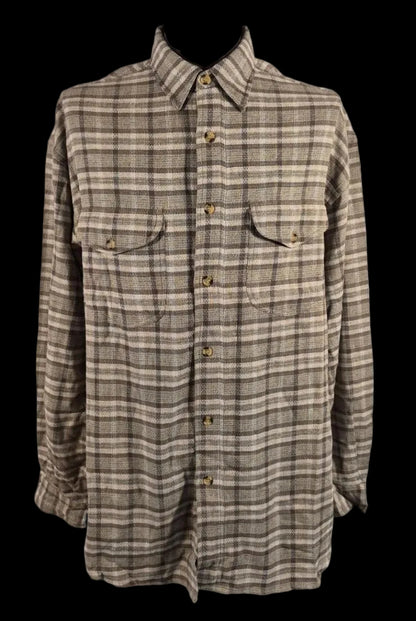 Whatzup Linen-Cotton Plaid Workwear Overshirt – Earth Tone | XL