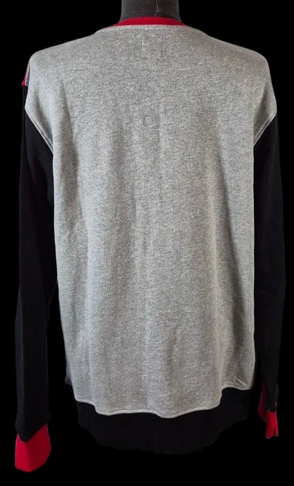 Le Tigre Tiger Patch Colorblock Sweatshirt — Gray, Red & Black | XL