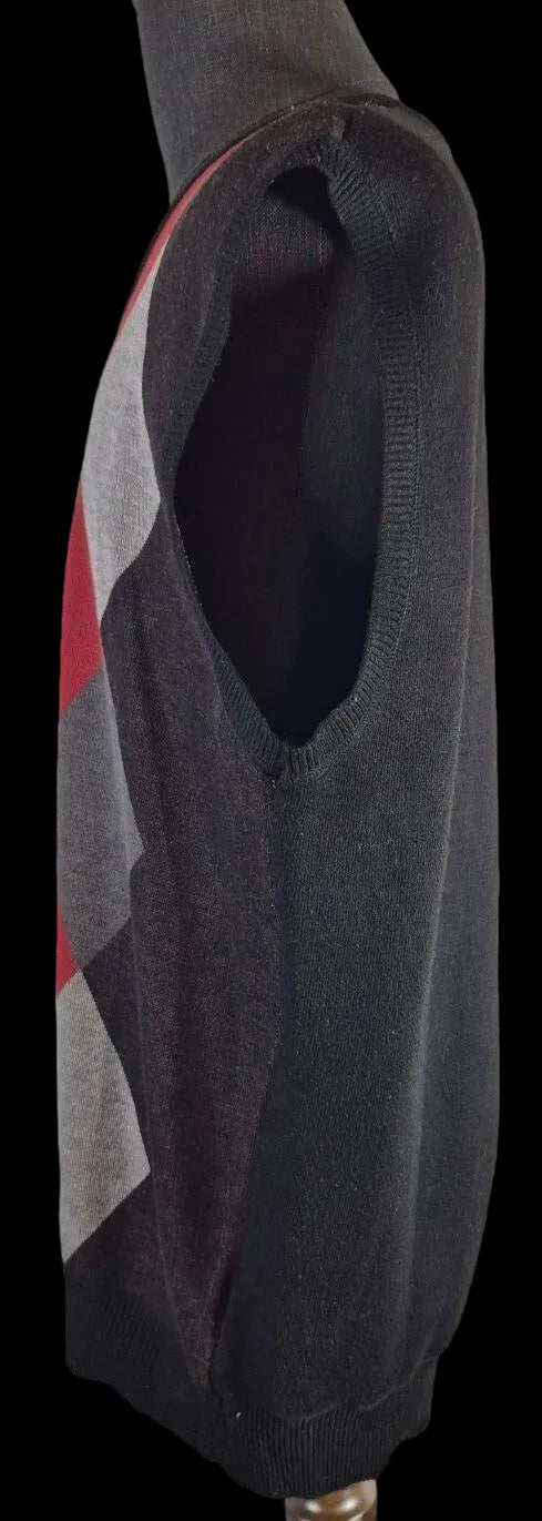 Phat Farm Argyle Sweater Vest — Red, Gray & Black | XL
