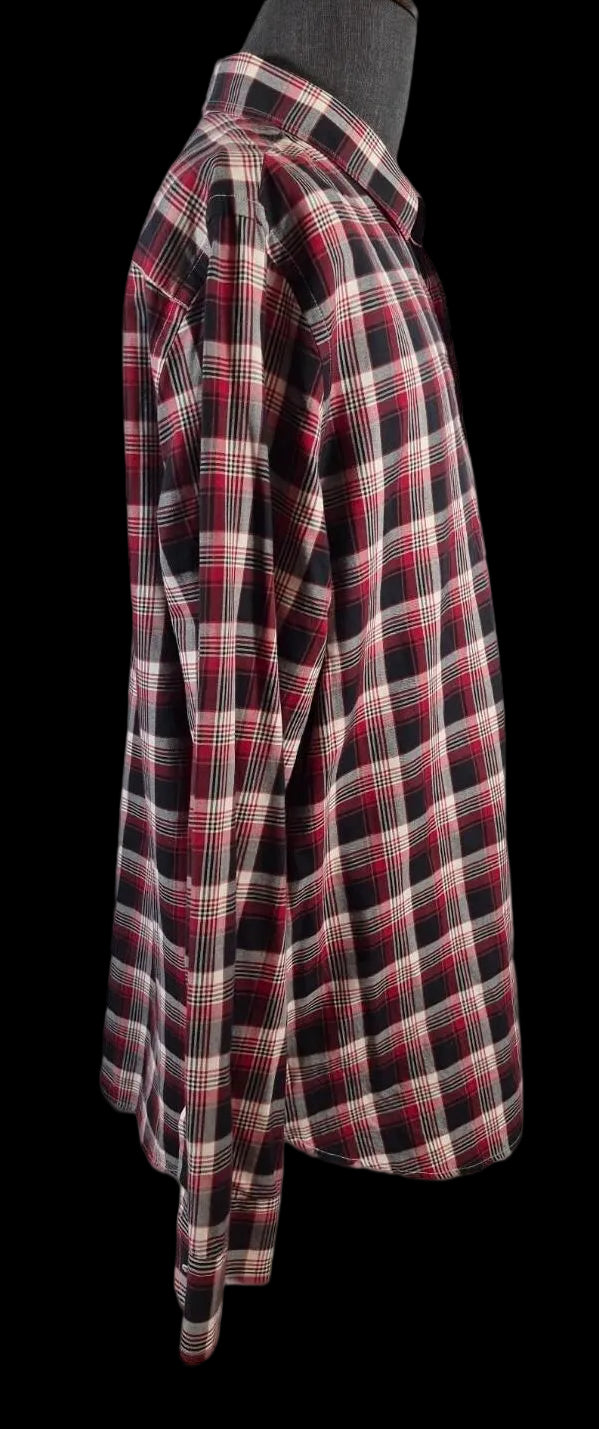 Victorinox Swiss Army XXL Tailored Fit Plaid Shirt Cotton Cashmere Red Black