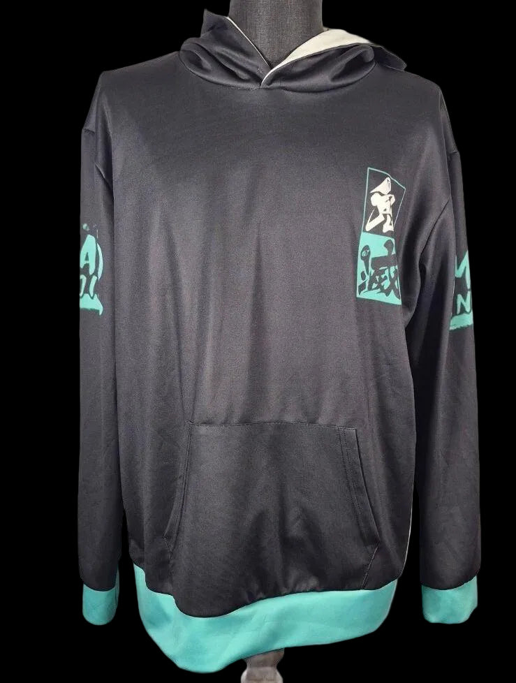 Fandomaniax Tanjiro Katana Hoodie — Black & Teal XL