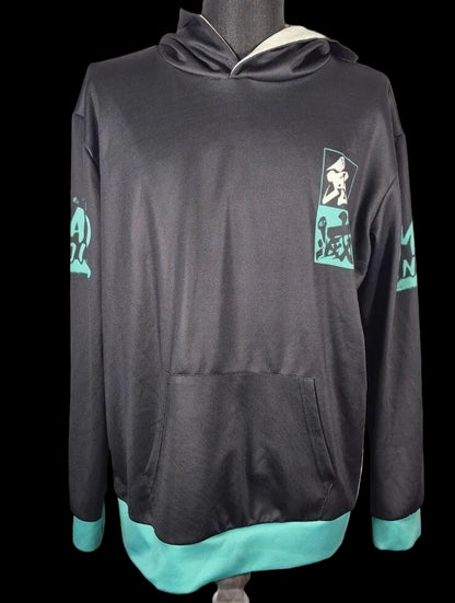 Fandomaniax Tanjiro Katana Hoodie — Black & Teal XL