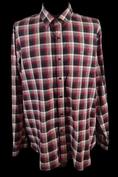 Victorinox Swiss Army XXL Tailored Fit Plaid Shirt Cotton Cashmere Red Black