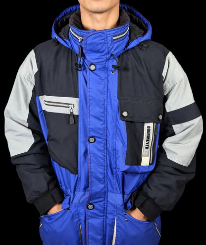 Obermeyer Pacesetter Hooded Ski Parka — Royal Blue & Black | Large